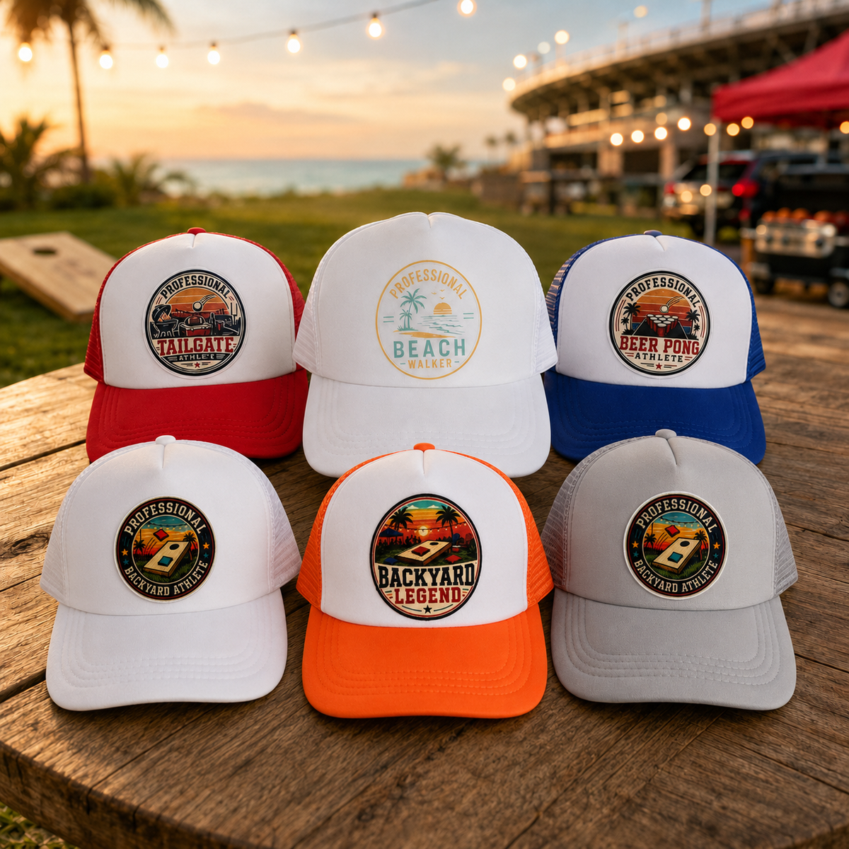 Elevate Your Game with the Retro Cornhole Trucker Hat