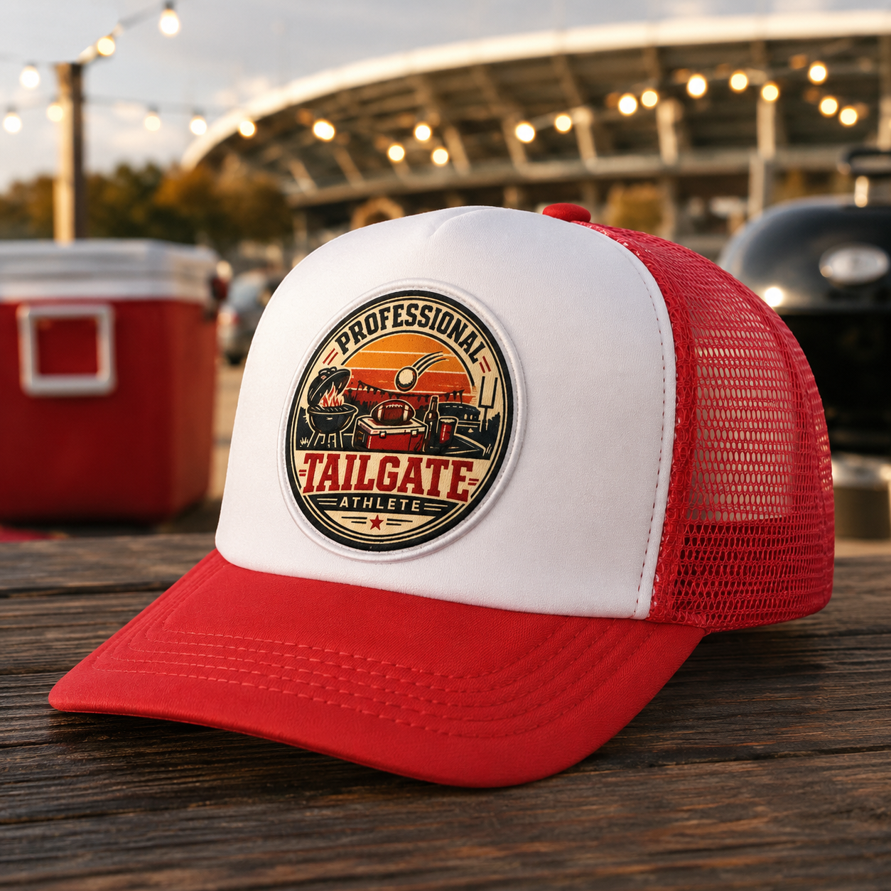 Professional Tailgate Athlete Foam Trucker Hat – Red & White Snapback