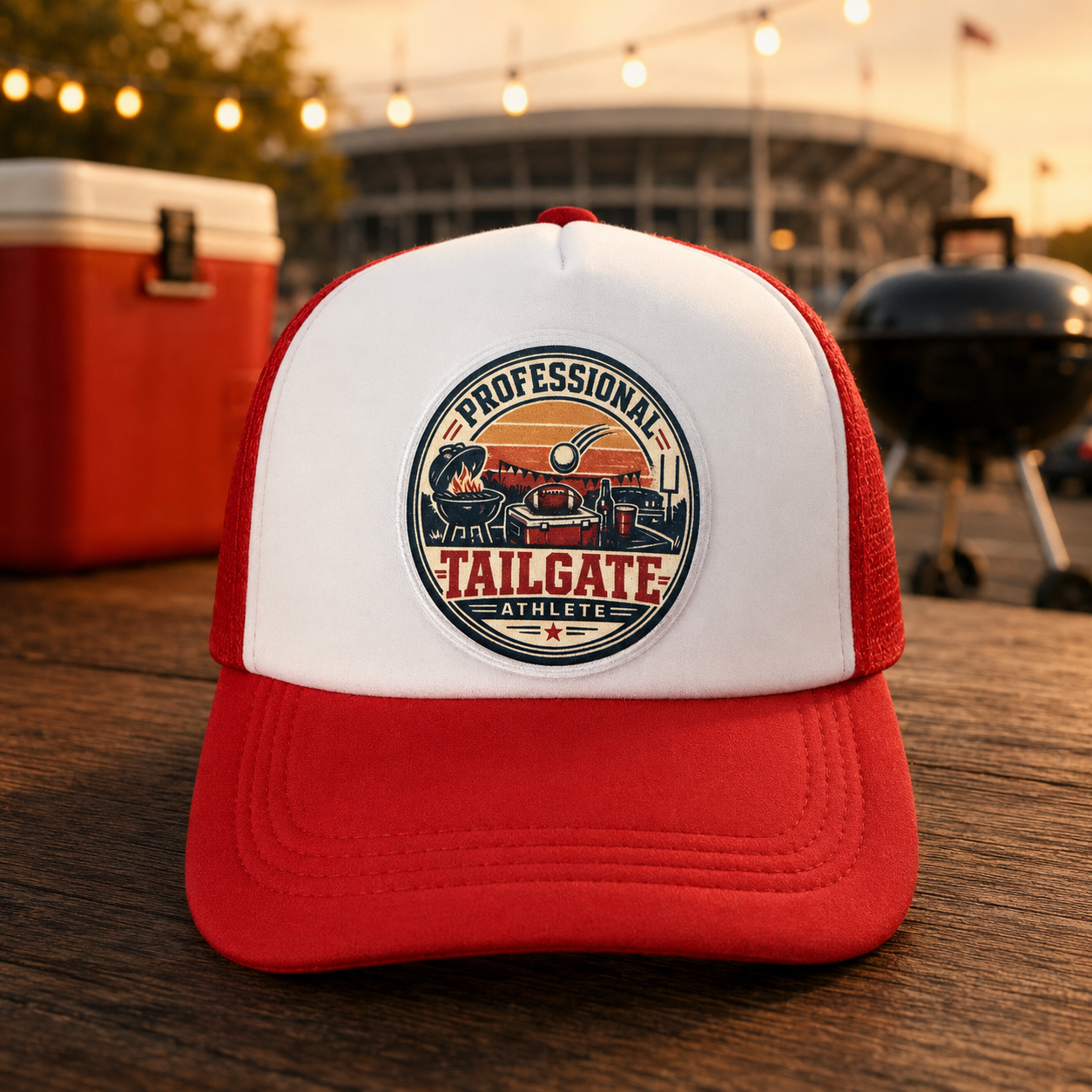 Professional Tailgate Athlete Foam Trucker Hat – Red & White Snapback