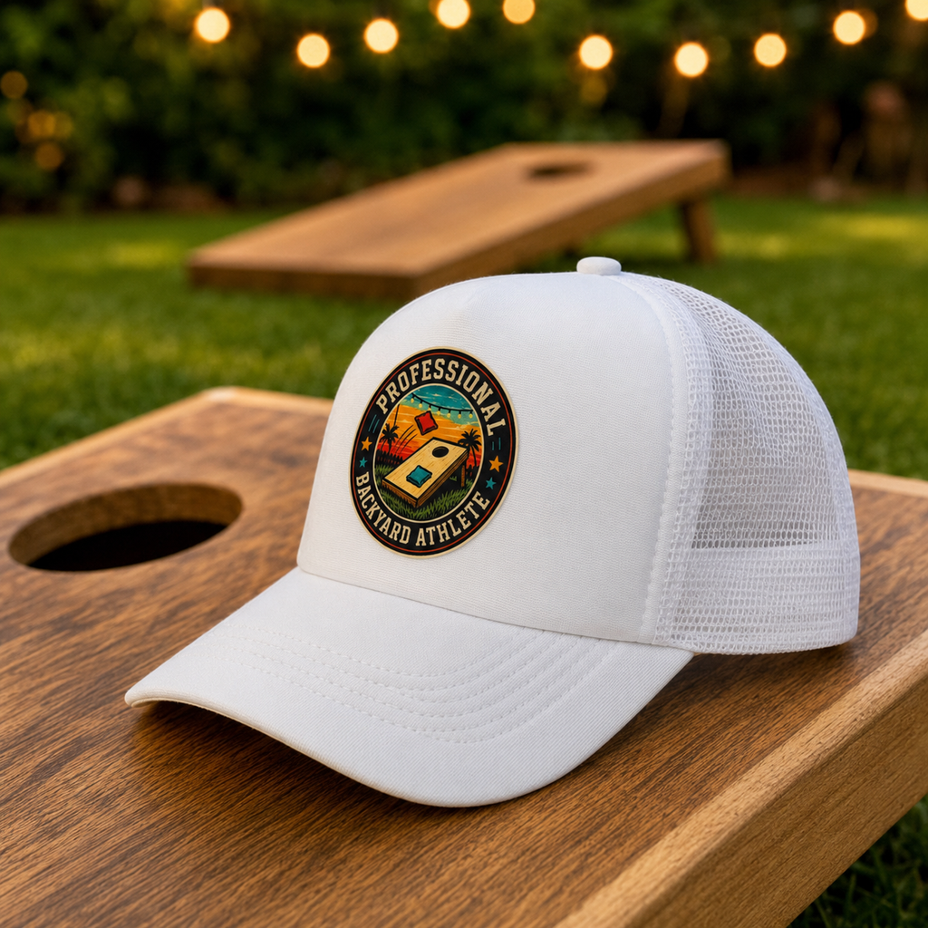 Professional Backyard Athlete Foam Trucker Hat – White Snapback