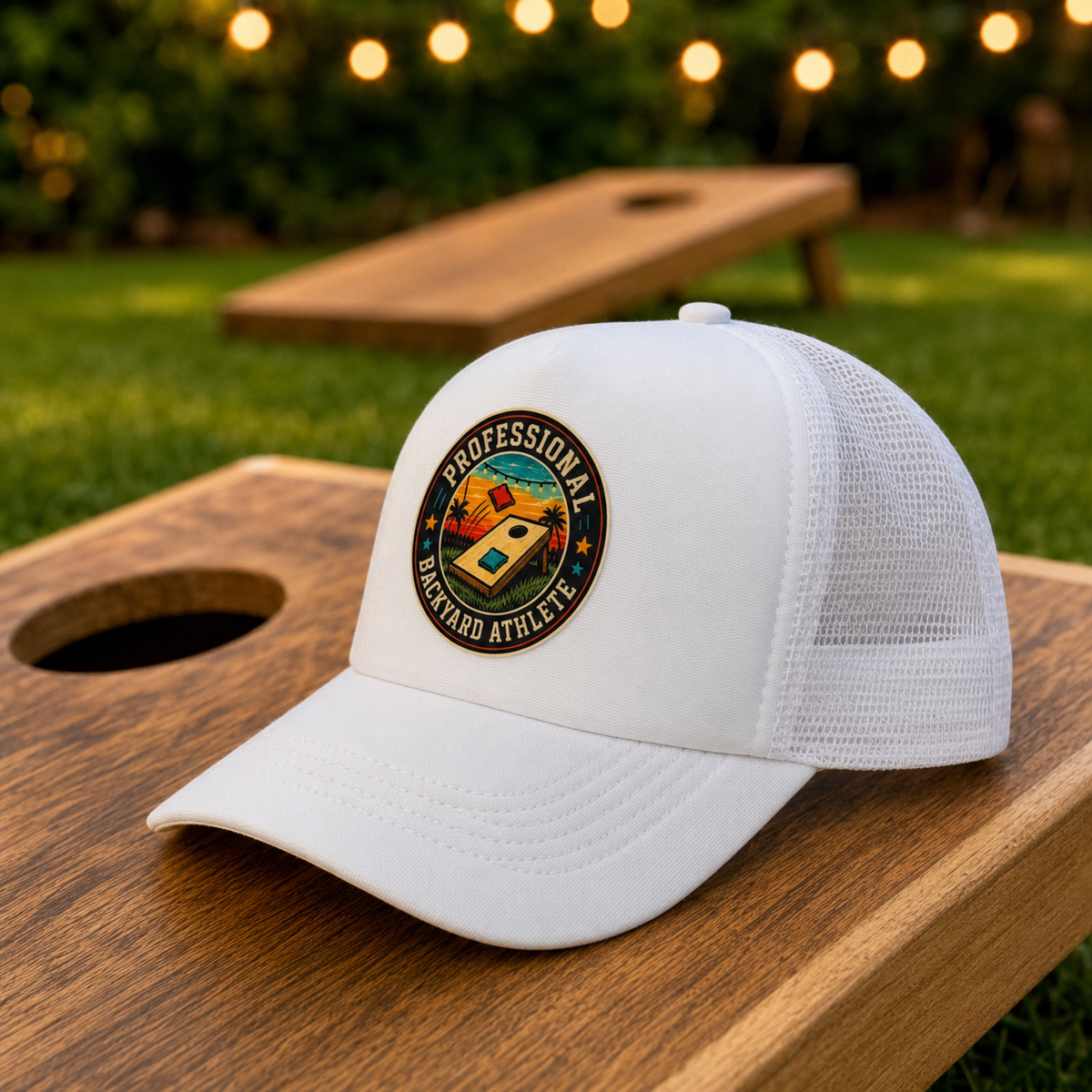 Professional Backyard Athlete Foam Trucker Hat – White Snapback