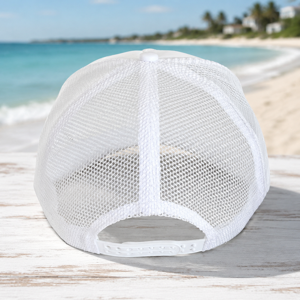 Professional Beach Walker Foam Trucker Hat – White Coastal Snapback
