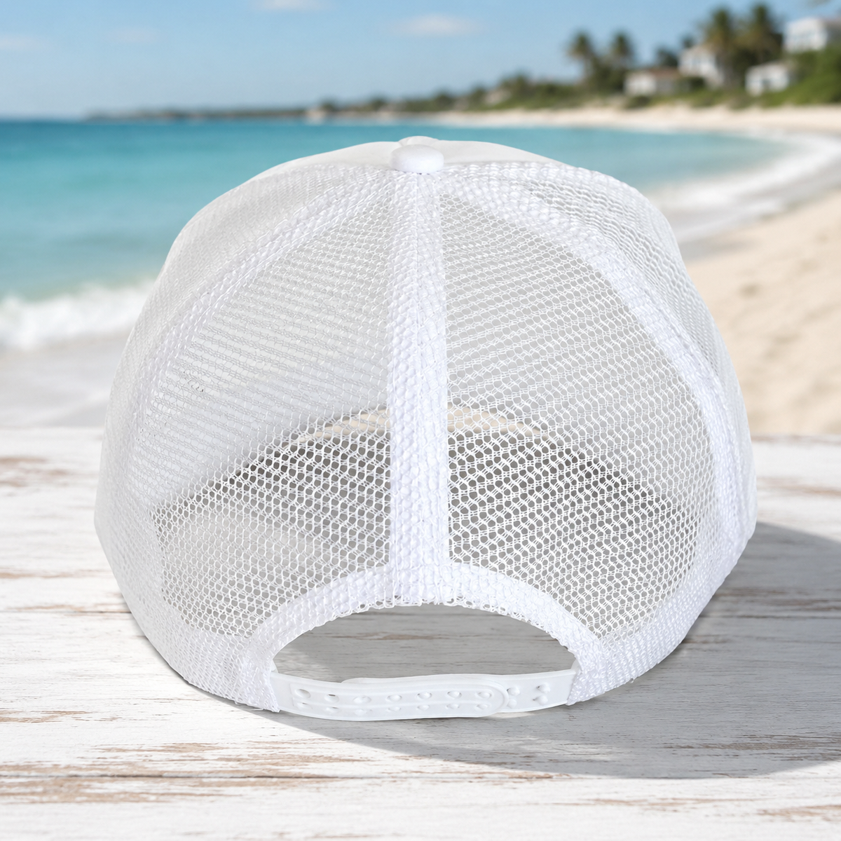 Professional Beach Walker Foam Trucker Hat – White Coastal Snapback