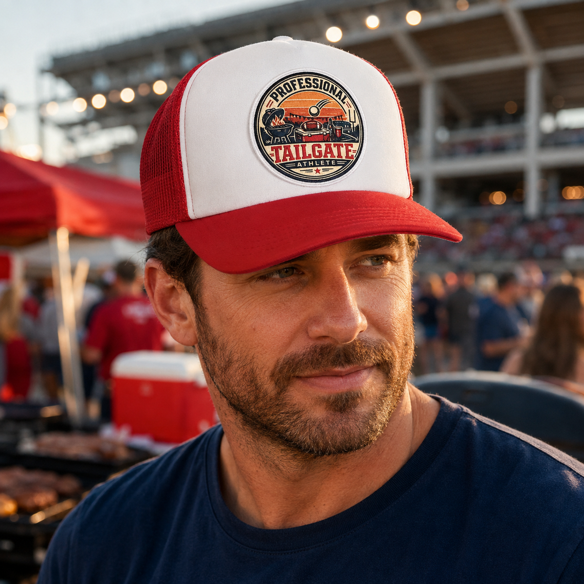 Professional Tailgate Athlete Foam Trucker Hat – Red & White Snapback