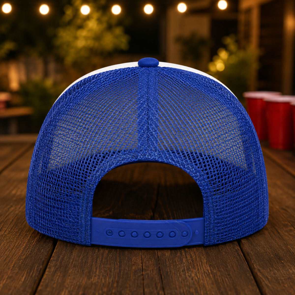 Professional Beer Pong Athlete Foam Trucker Hat – Blue & White Snapback