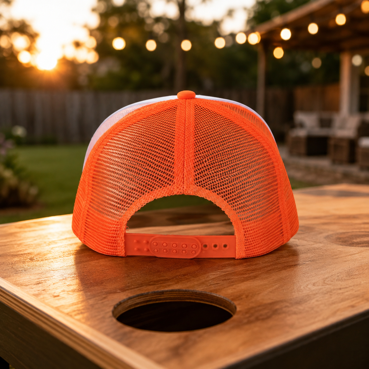 Backyard Legend Cornhole Foam Trucker Hat – Neon Orange Snapback