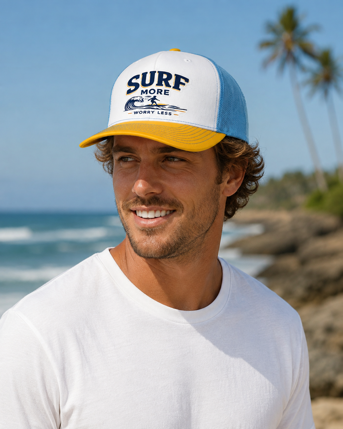Surf More Worry Less Richardson Trucker Hat
