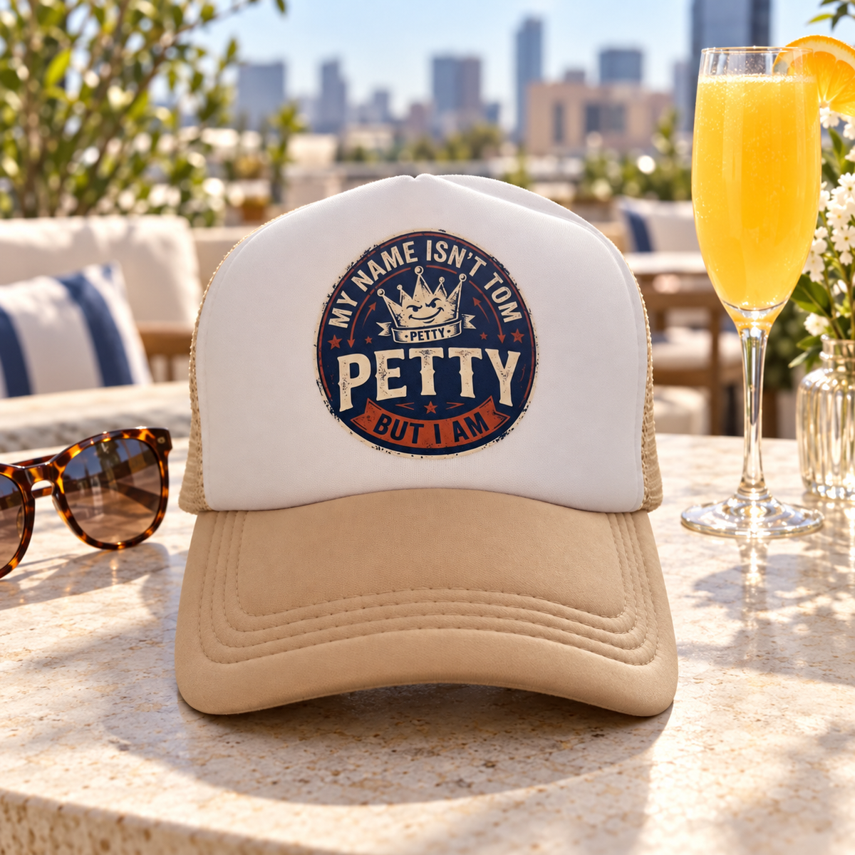 Funny Trucker Hat - My Name Isn't Tom But I Am Petty Snapback Cap for Ironic Laughter
