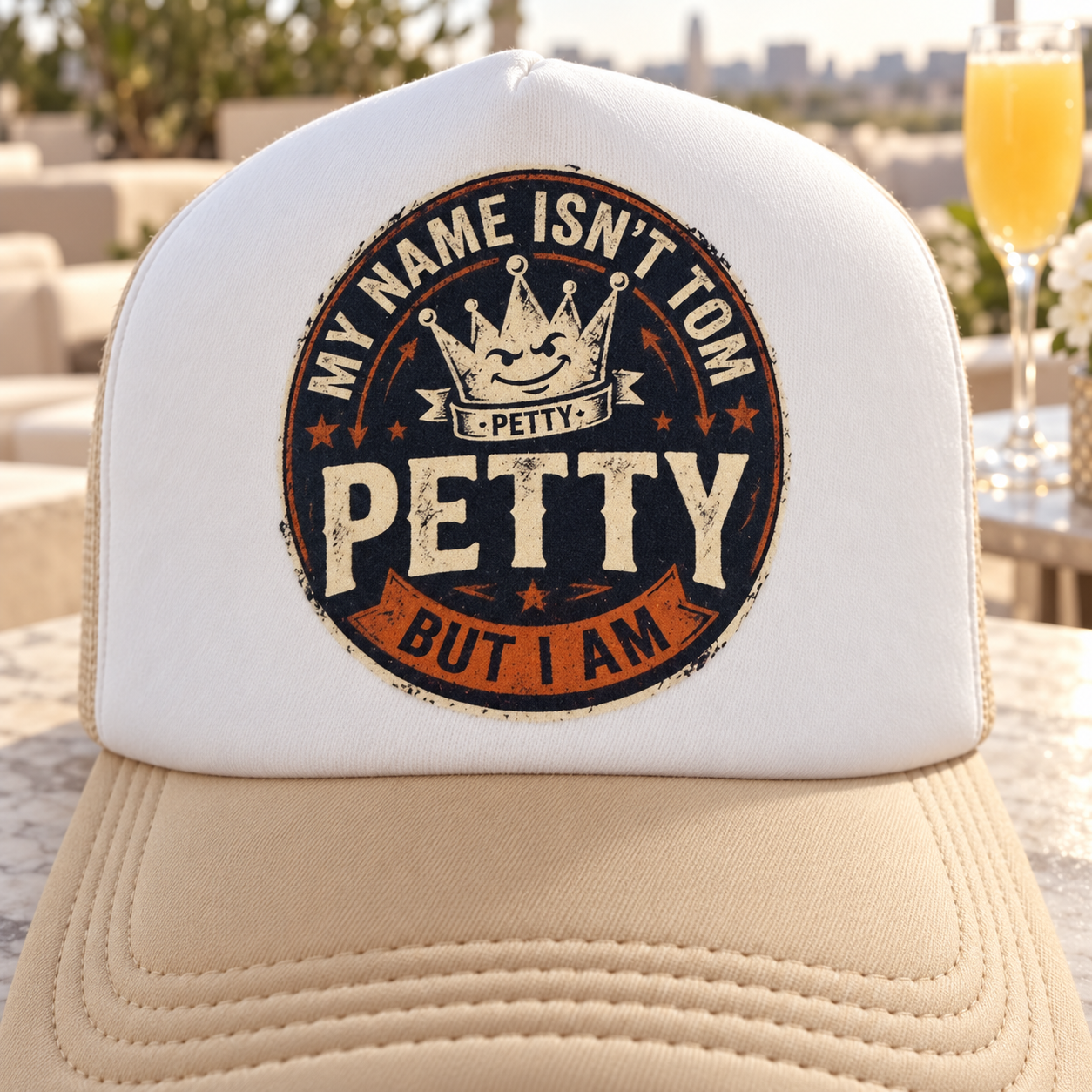 Funny Trucker Hat - My Name Isn't Tom But I Am Petty Snapback Cap for Ironic Laughter