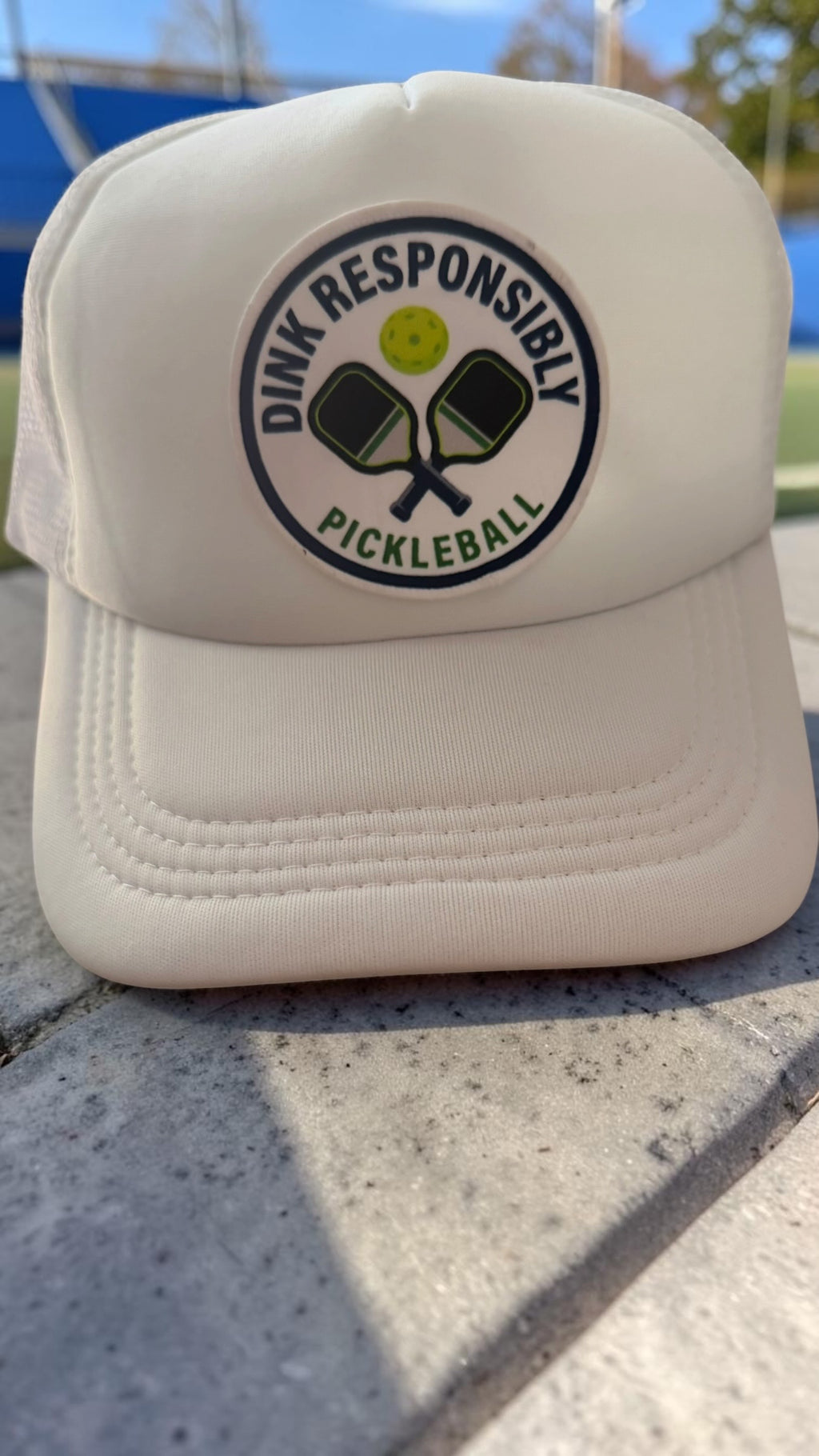 Dink Responsibly Pickleball Trucker Hat – White Snapback Cap