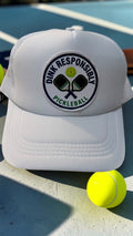 Dink Responsibly Pickleball Trucker Hat – White Snapback Cap