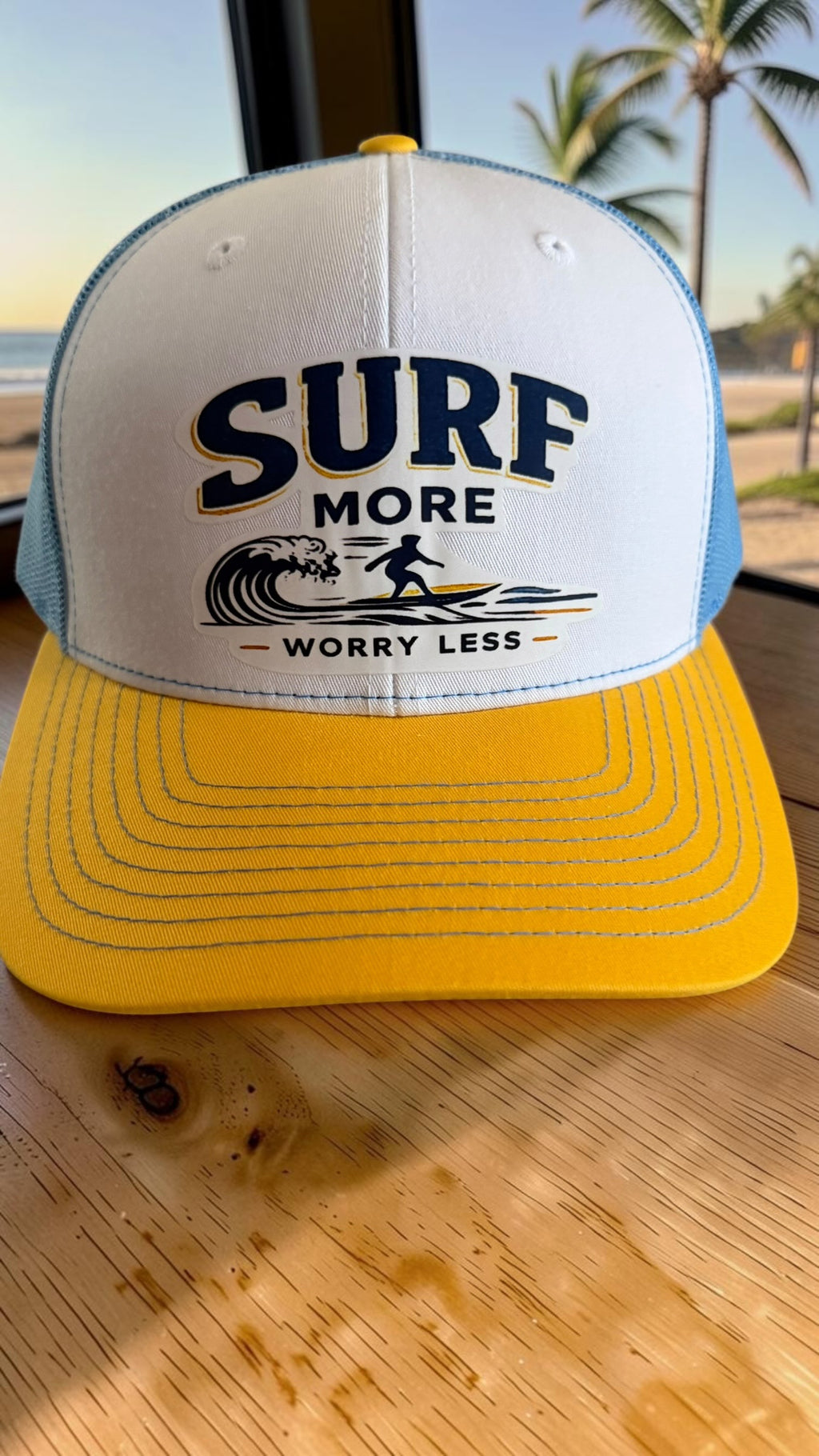 Surf More Worry Less Richardson Trucker Hat