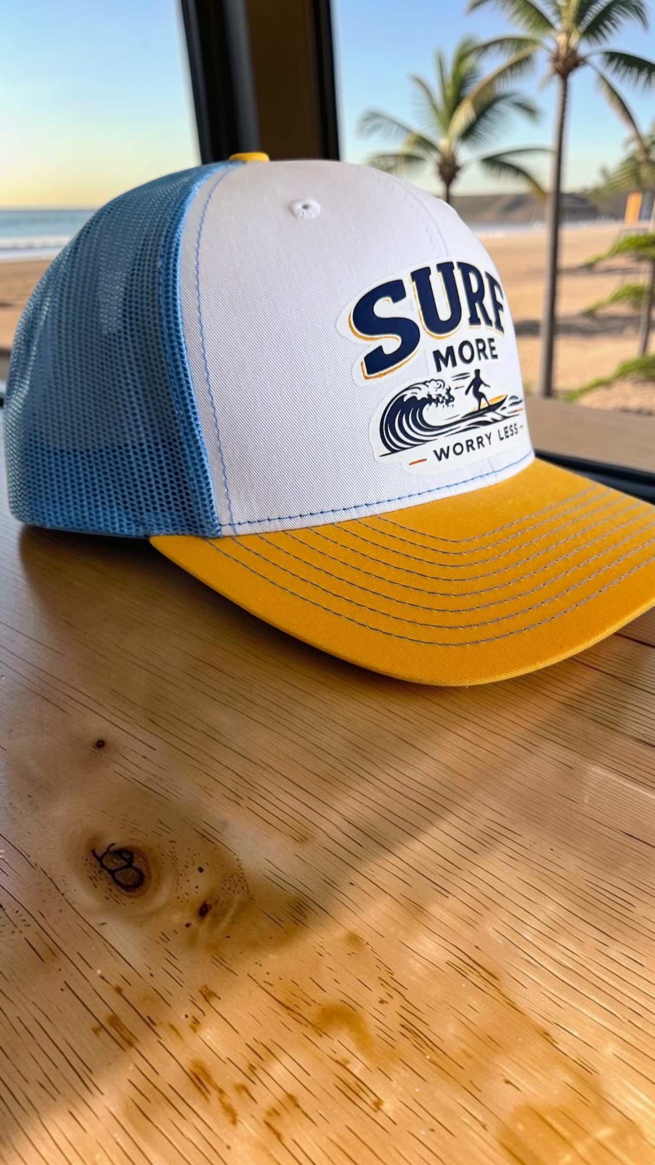 Surf More Worry Less Richardson Trucker Hat