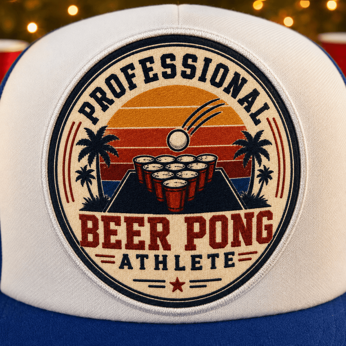 Beer Pong Trucker Hat – Professional Athlete Style in Blue & White Snapback - Knox Co