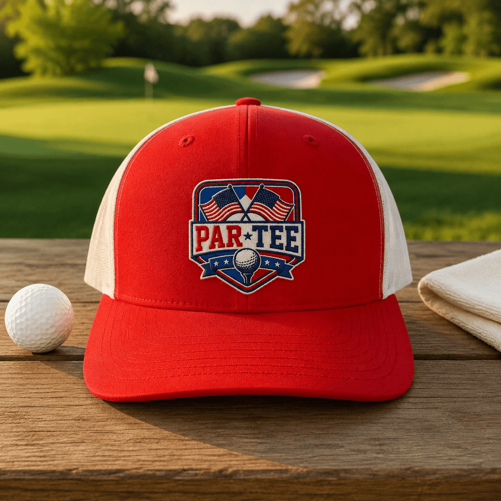 Elevate Your Game with the PAR-TEE Patriotic Golf Trucker Hat - Knox Co