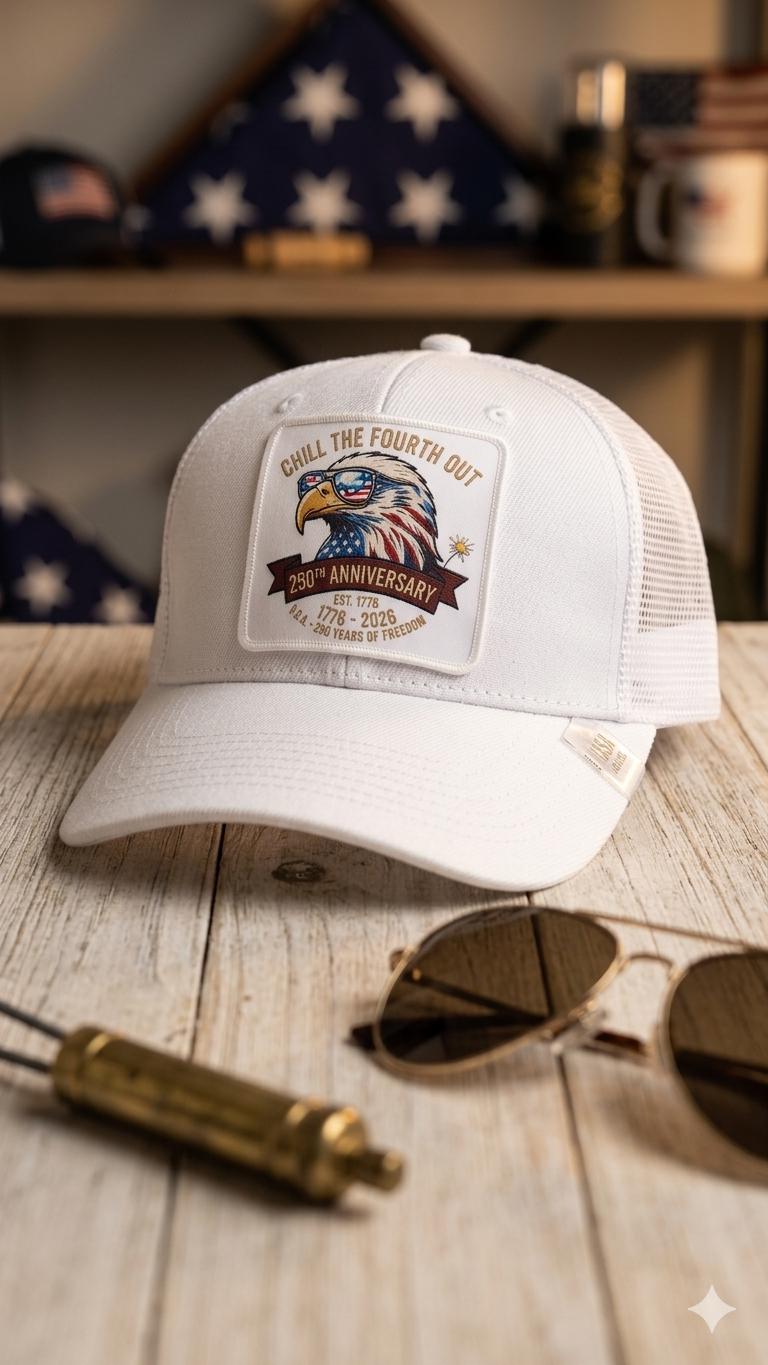 Patriotic Eagle Trucker Hat, USA 250th Anniversary Patch Cap, 1776-2026 Summer Wear