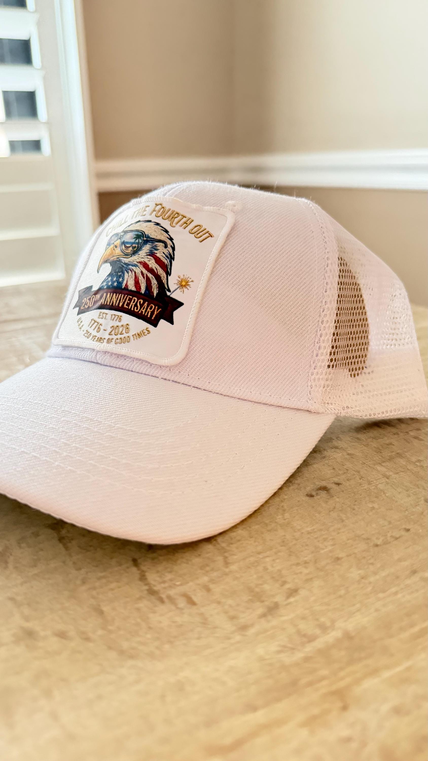 Patriotic Eagle Trucker Hat, USA 250th Anniversary Patch Cap, 1776-2026 Summer Wear