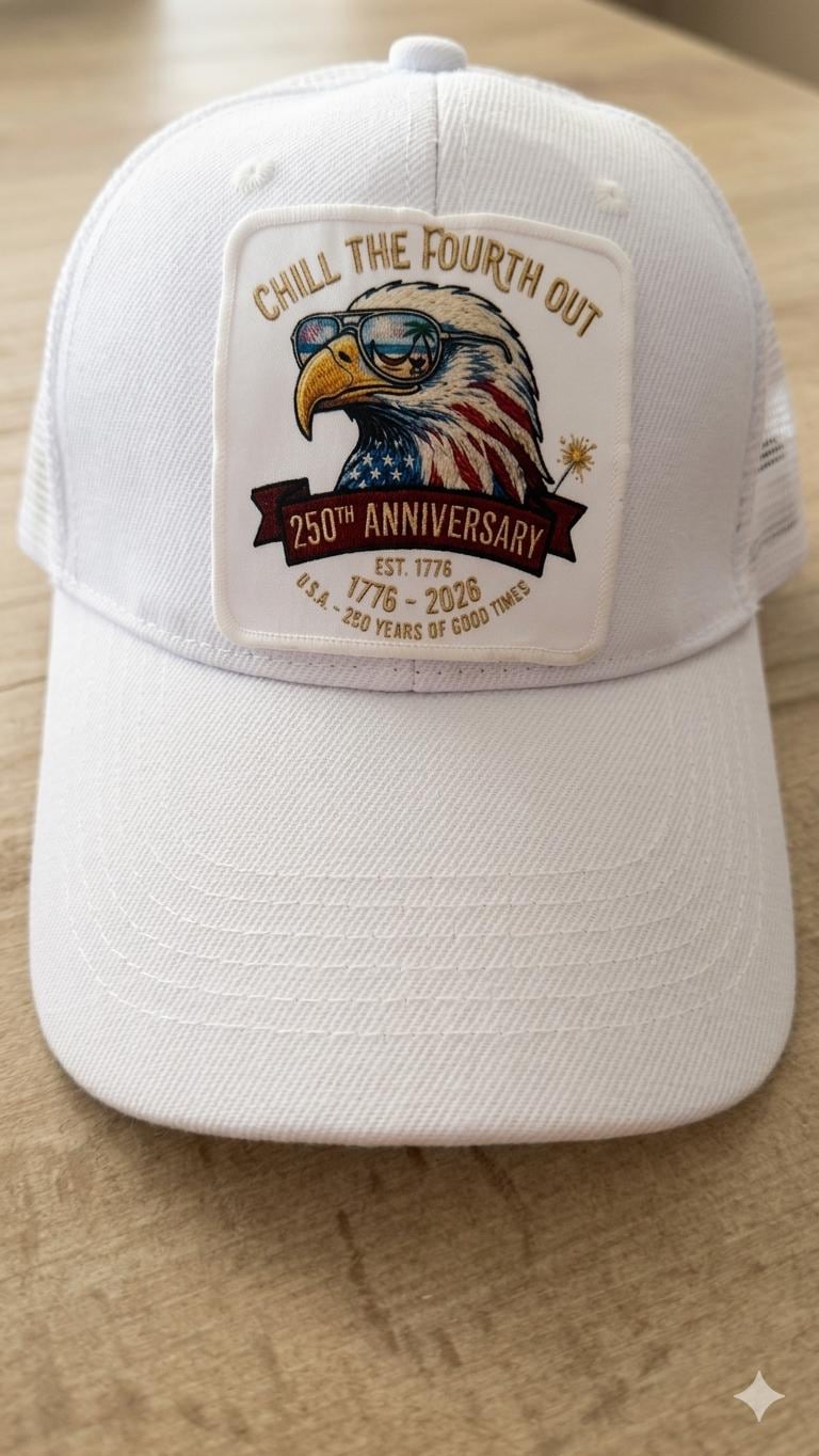 Patriotic Eagle Trucker Hat, USA 250th Anniversary Patch Cap, 1776-2026 Summer Wear