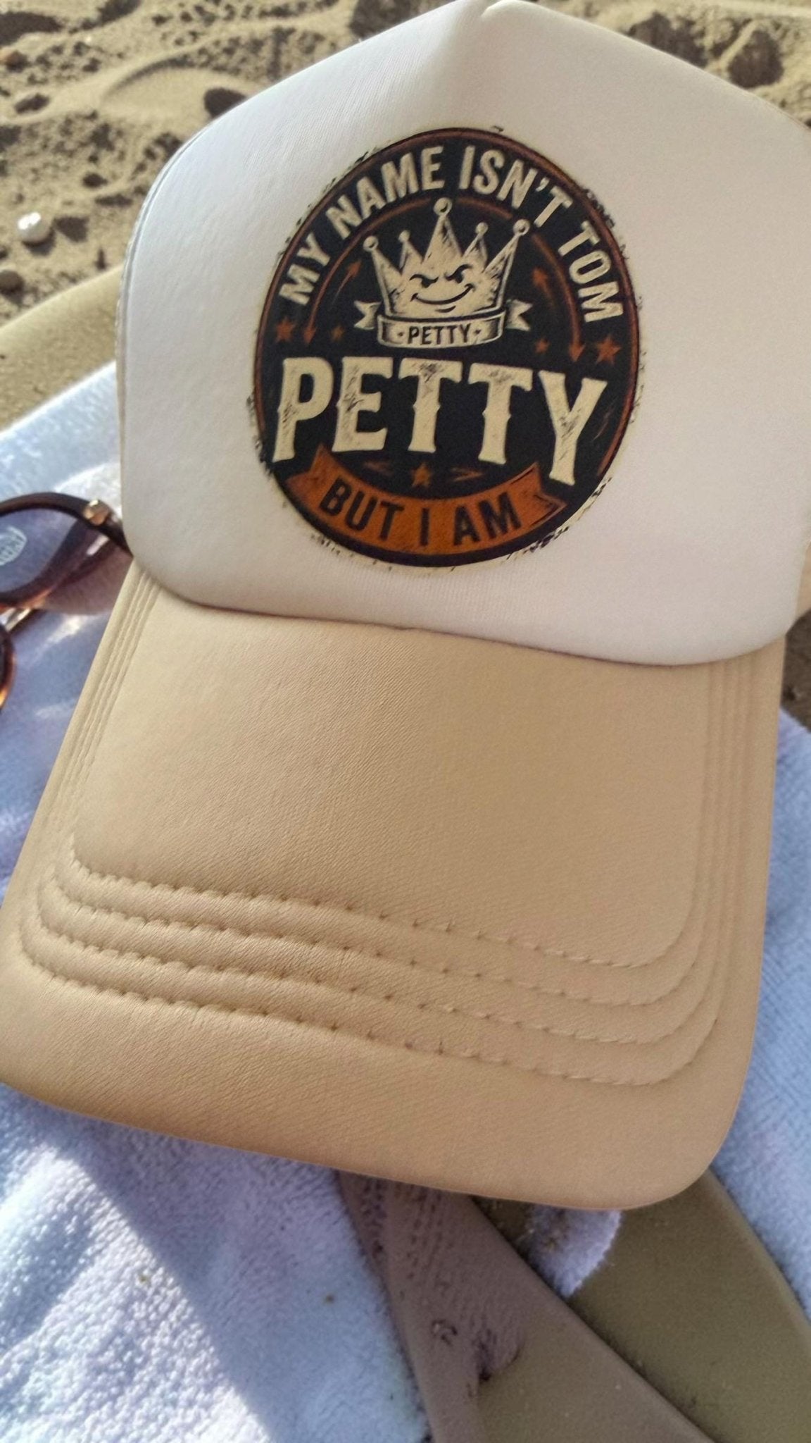 My Name Isn't Tom But I Am Petty Trucker Hat, Funny Cream Foam Mesh Snapback Cap - Knox Co