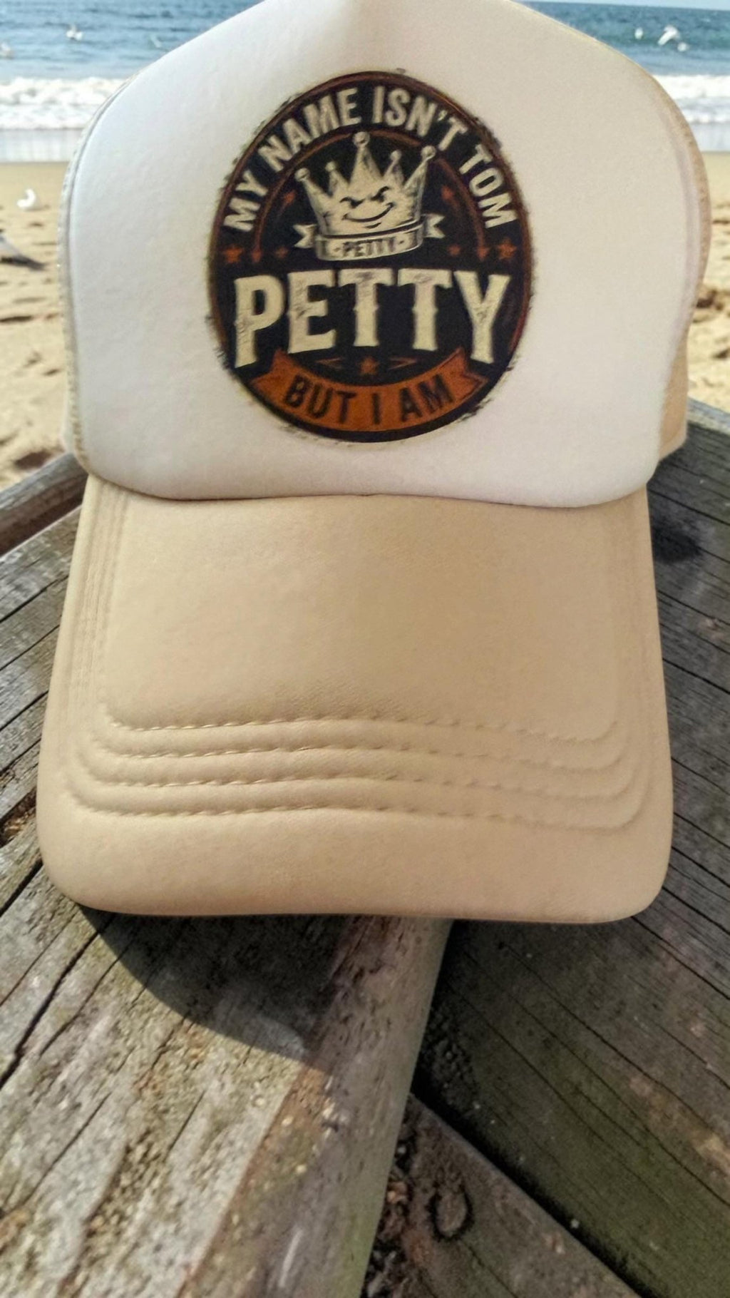 My Name Isn't Tom But I Am Petty Trucker Hat, Funny Cream Foam Mesh Snapback Cap - Knox Co