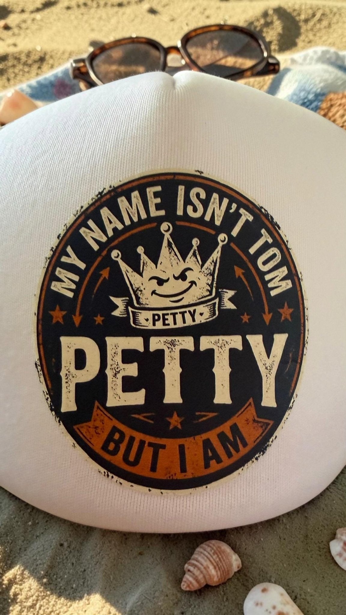My Name Isn't Tom But I Am Petty Trucker Hat, Funny Cream Foam Mesh Snapback Cap - Knox Co
