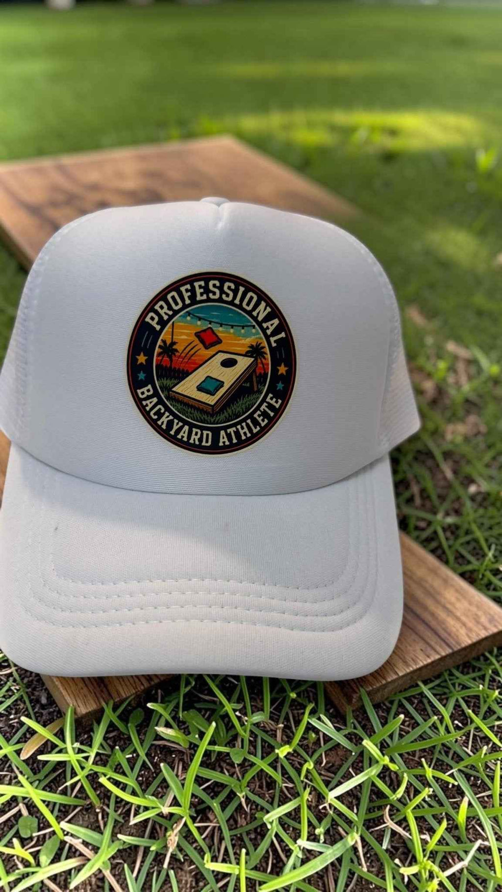 Elevate Your Game with the Retro Cornhole Trucker Hat