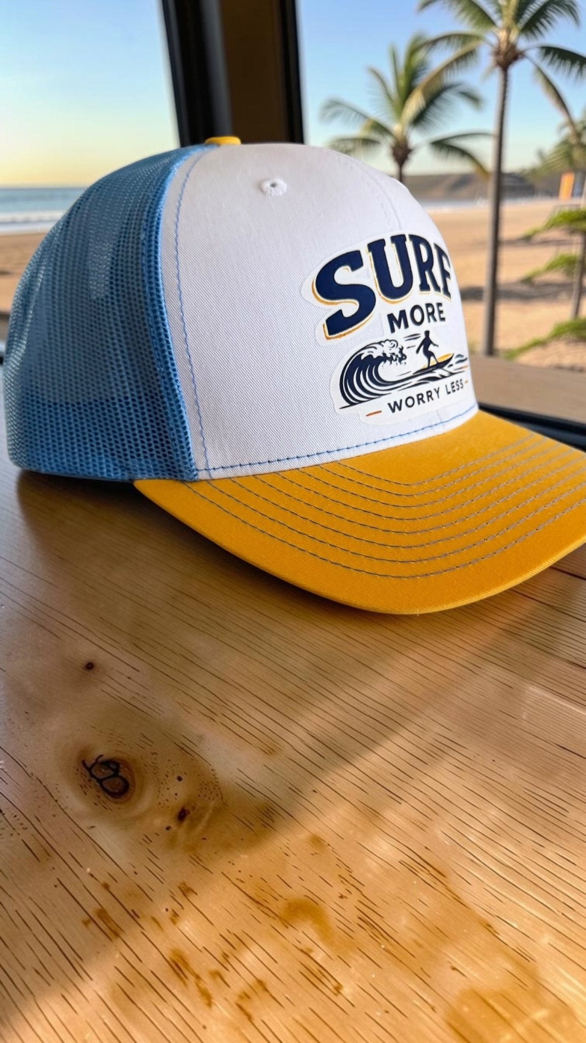 Surf More Worry Less Richardson Trucker Hat - Knox Co